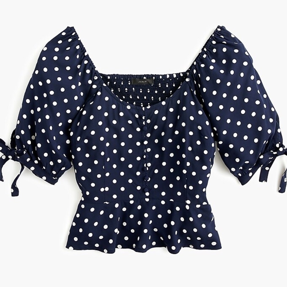 J.Crew Cropped Polka Dot Top, in soft rayon, XS